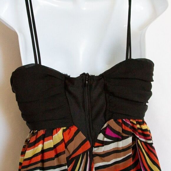 Vgt Y2K Does 70s Colorful Psychedelic Print XOXO Maxi Ring Strappy Dress Size S - Picture 9 of 13